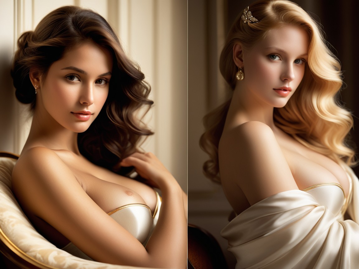 Elegant Women in Luxurious Setting with Soft Lighting