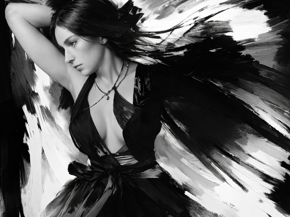 Black-and-White Profile Image with Abstract Background