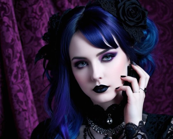 Young woman with dark hair and gothic attire