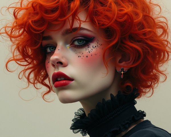 Portrait of a Young Woman with Red Curly Hair