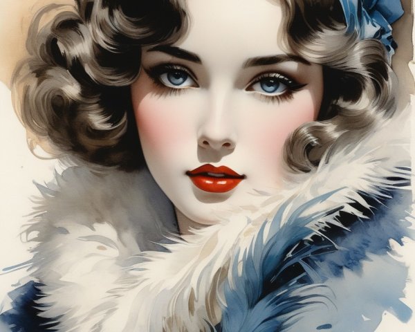 Glamorous Vintage Portrait of a Woman with Fur Stole