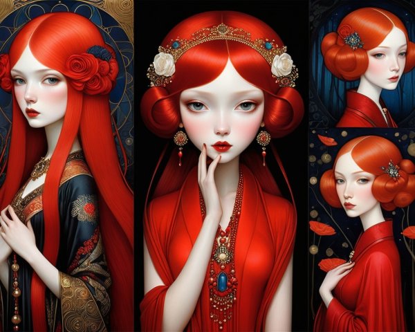 Collection of Portraits of a Woman with Red Hair