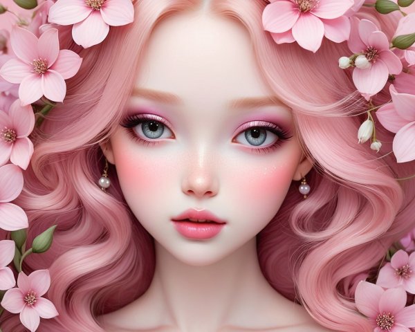 Close-Up Portrait of a Young Woman with Pink Hair