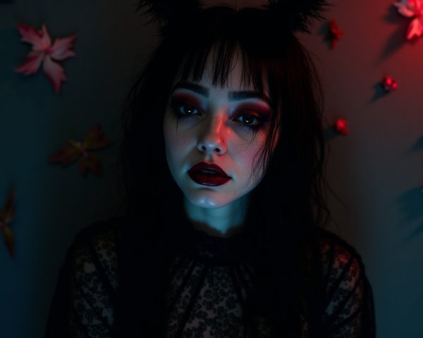 Portrait of a Young Woman with Dramatic Makeup
