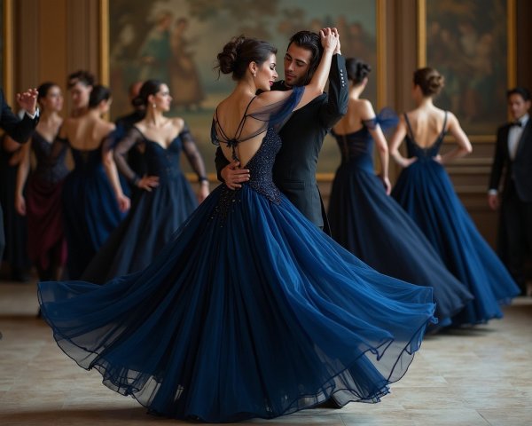 Elegant Ballroom Dance with Couples in Evening Wear