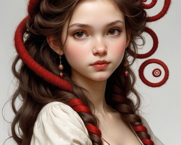 Detailed Portrait of a Young Girl with Brown Hair