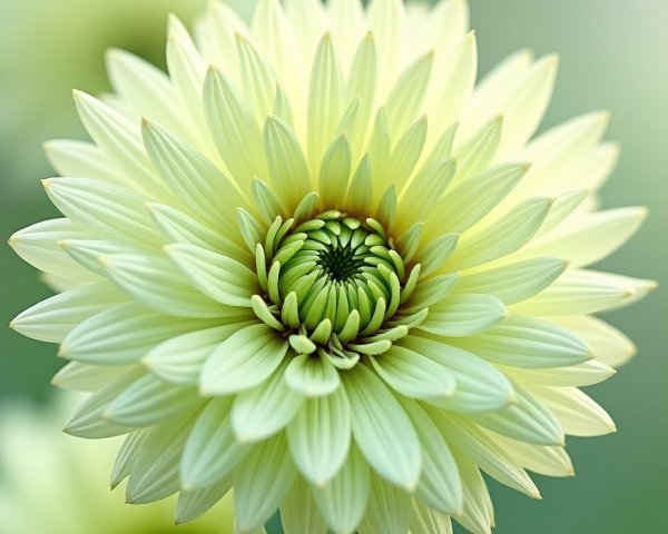 Delicate Pale Green Flower with Intricate Spiral Center