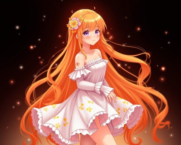 Girl with Orange Hair in Starry Background