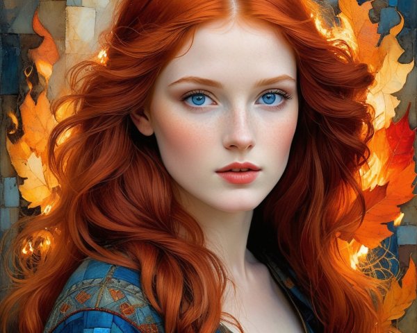 Symmetrical Portrait of a Celtic Princess Goddess