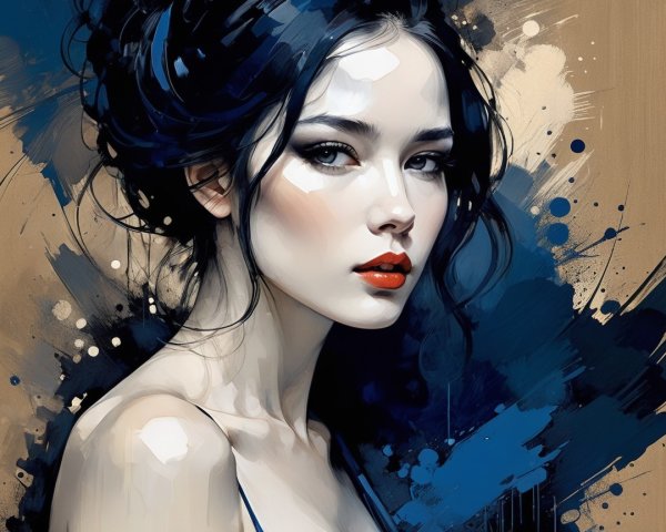 Portrait of a Young Woman with Bold Brush Strokes