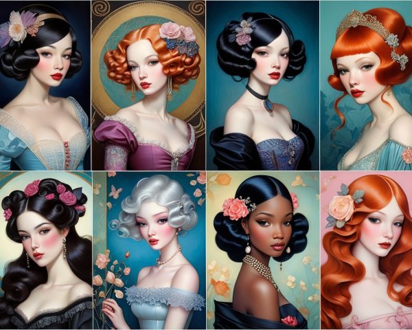 Collage of Diverse Women in Elegant Attire and Hairstyles