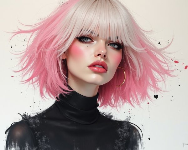 Stylish portrait of a young woman with pastel hair