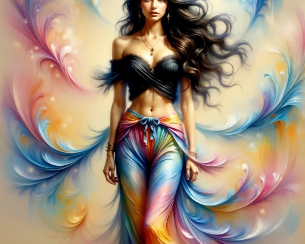 Digital Illustration of a Woman in Vibrant Attire