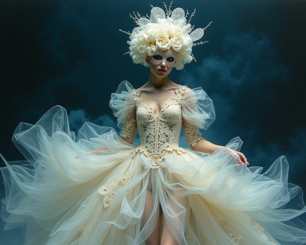 Whimsical Ethereal Gown with Delicate Lace Details