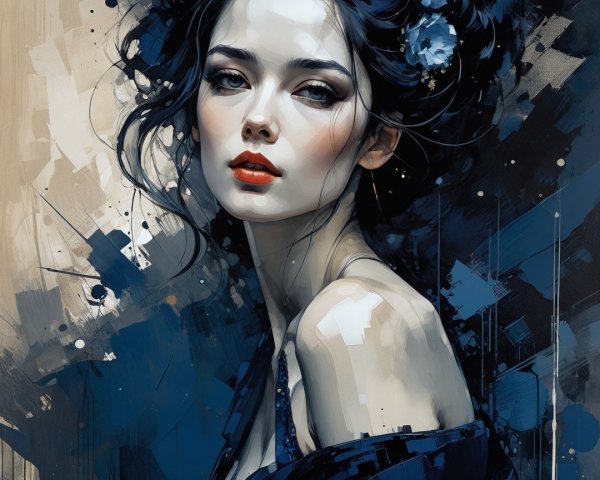 Portrait of a Young Woman with Floral Accents