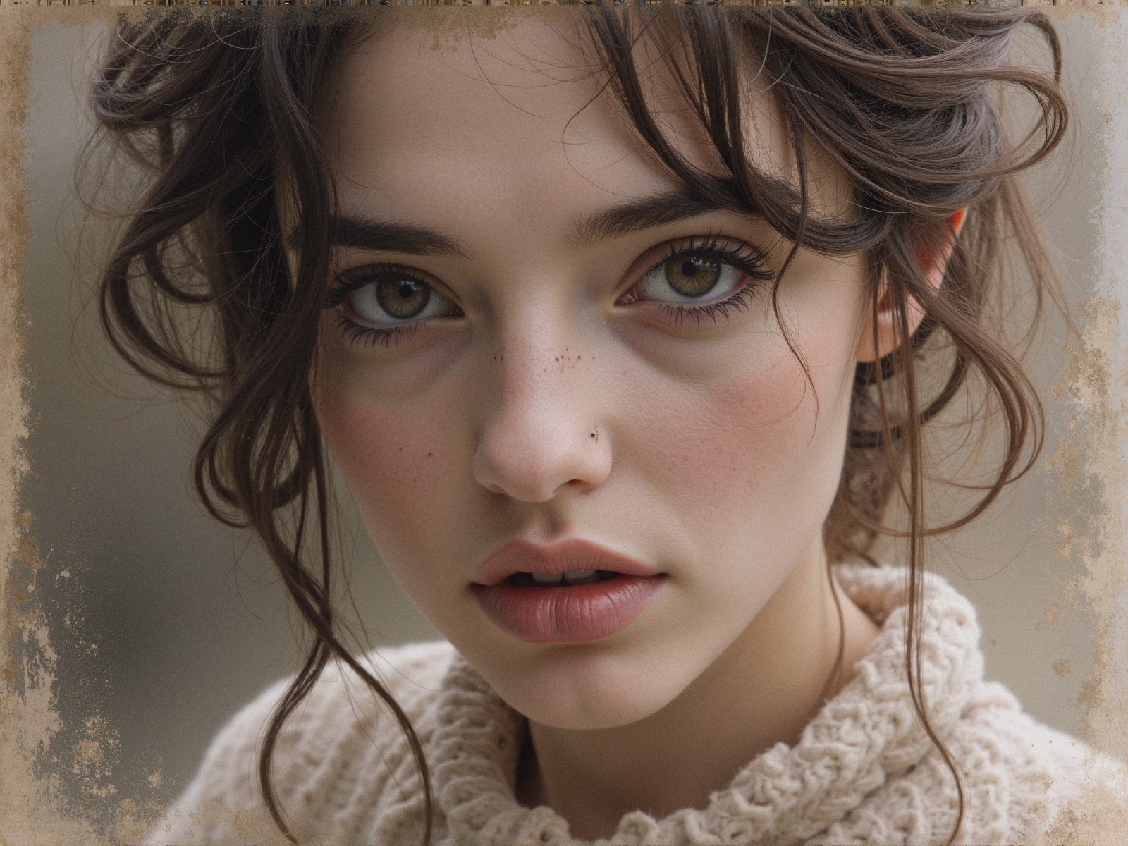 Close-Up Portrait of a Young Woman with Natural Makeup