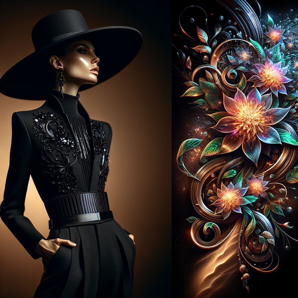 Stylish Model in Embroidered Outfit with Floral Design