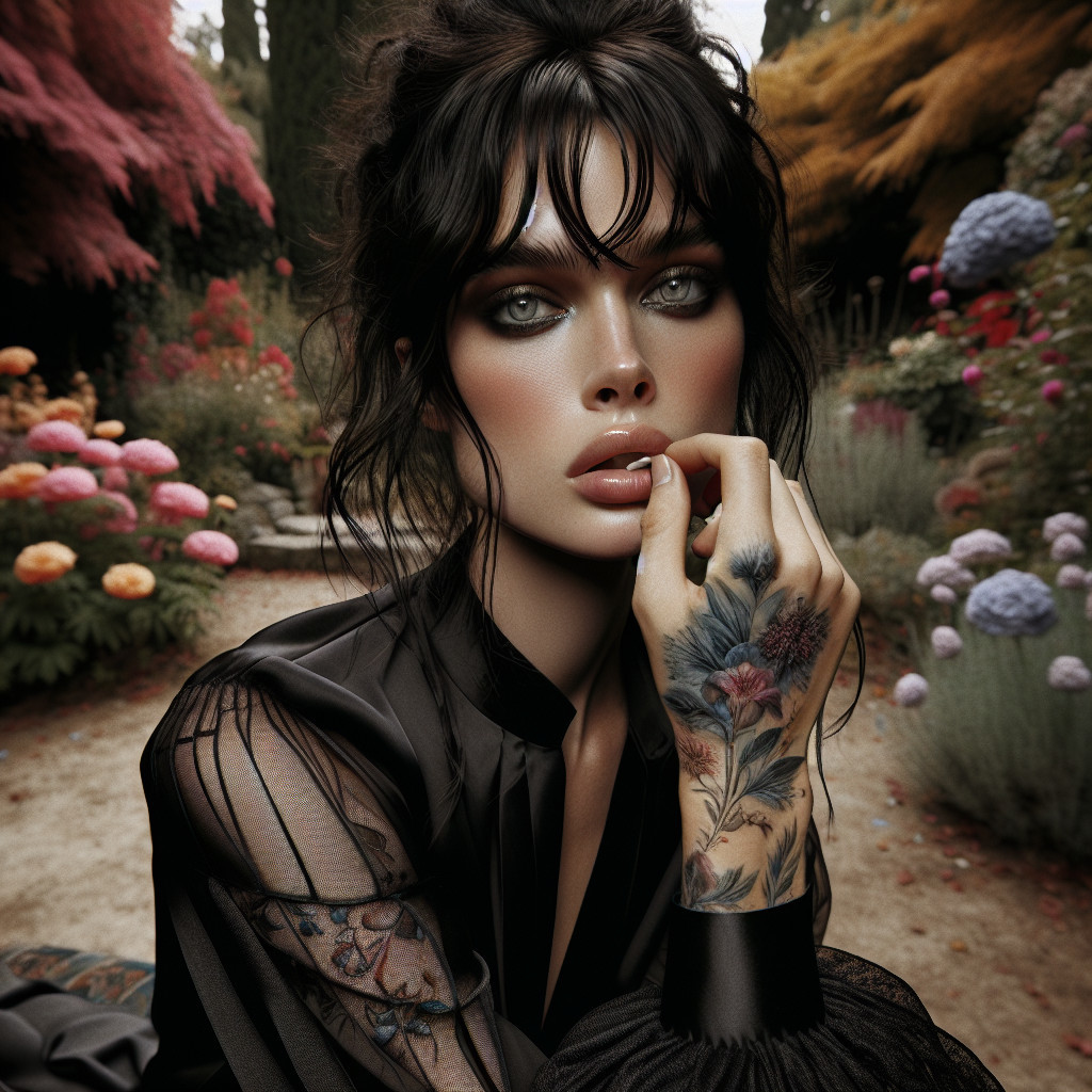 Portrait of a Woman in a Colorful Garden Setting