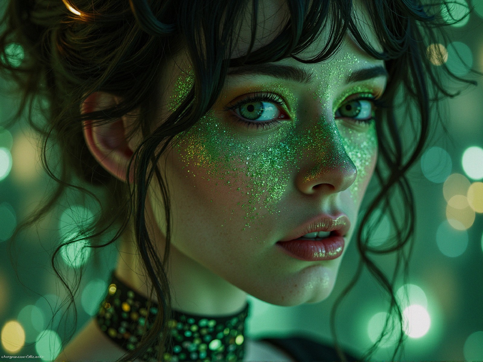 Close-up Portrait of a Young Woman with Green Eyes