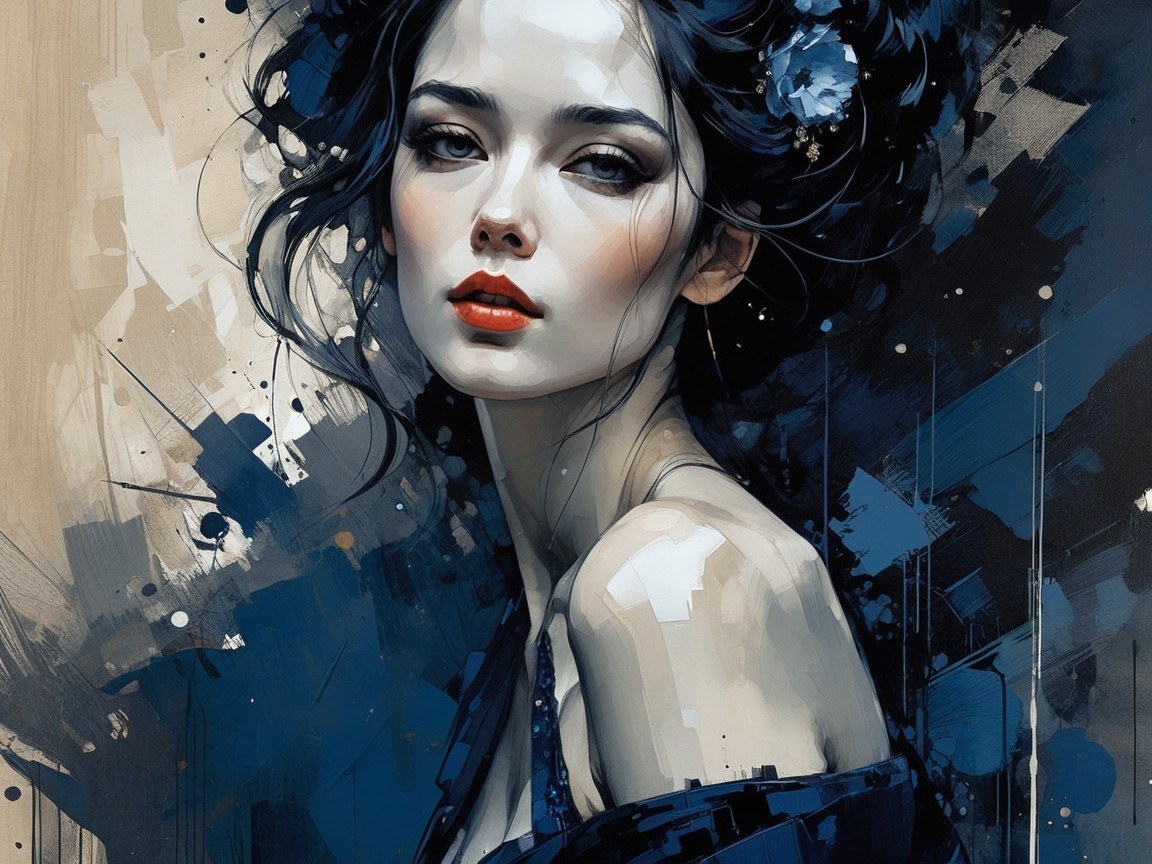 Portrait of a Young Woman with Floral Accents