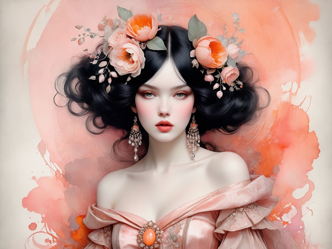 Portrait of a young woman in floral attire and soft hues