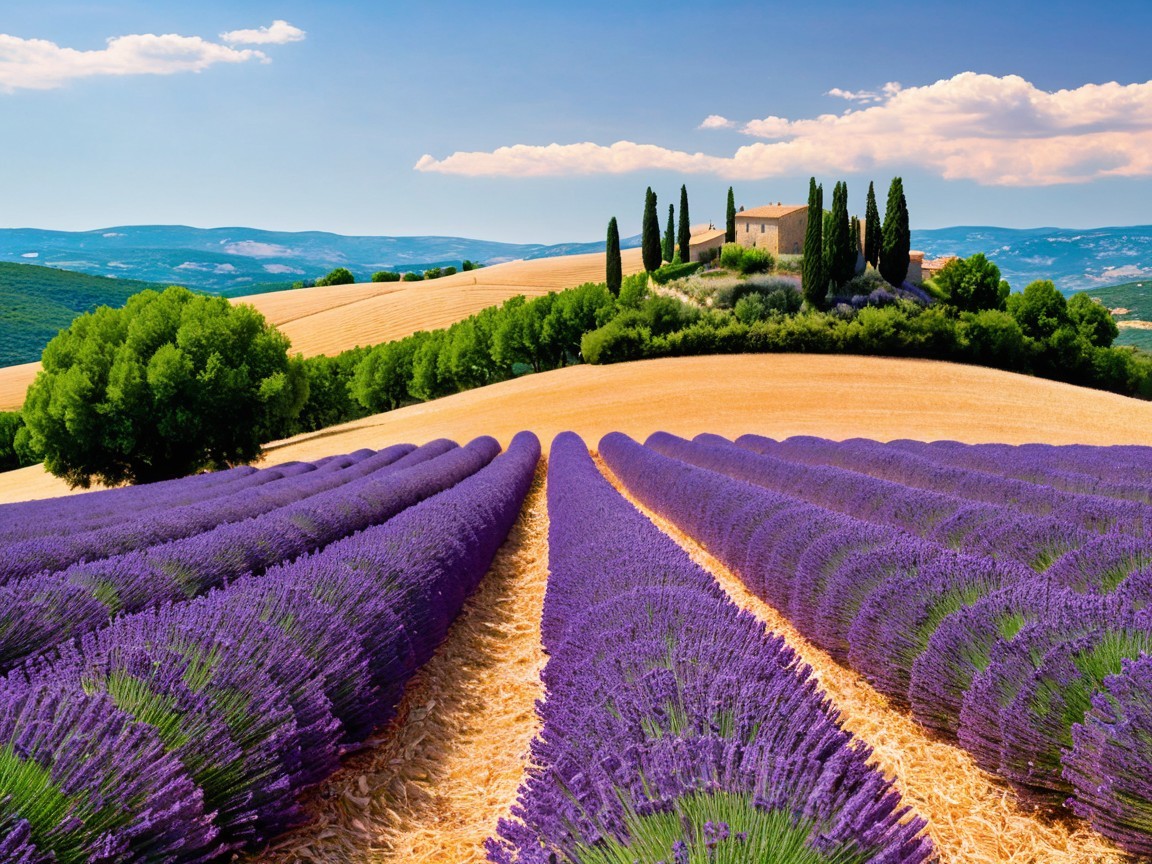 Vibrant Lavender Fields and Idyllic Italian Villa