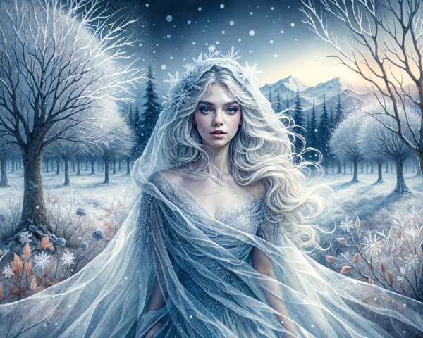 Majestic Figure in a Serene Winter Landscape
