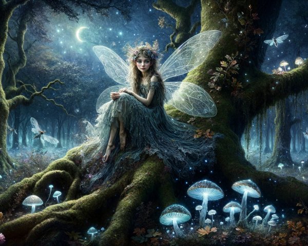Ethereal Fairy in a Mystical Forest Setting