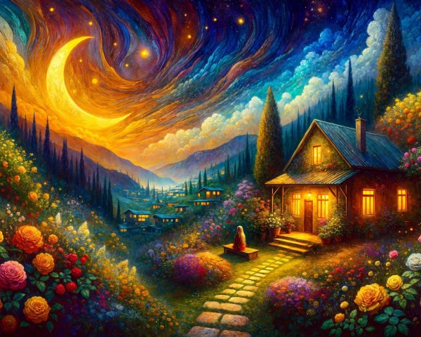 Charming Cottage Surrounded by Vibrant Gardens and Hills