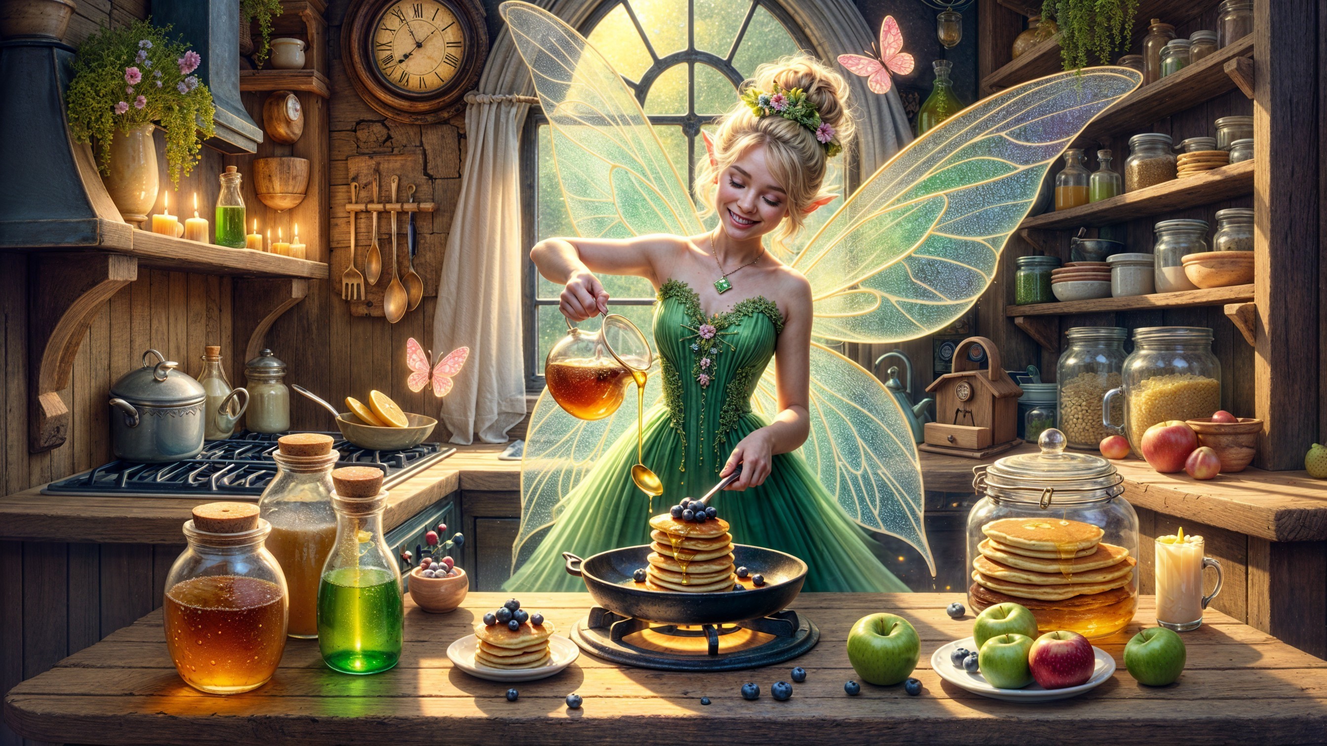 Whimsical Fairy in Kitchen with Colorful Ingredients