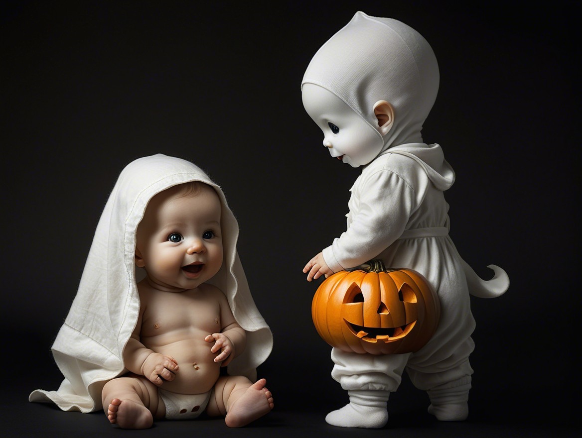 Babies in Ghost Costumes Celebrate Halloween Joyfully