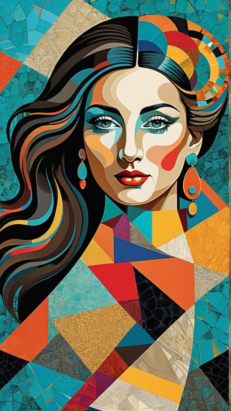 Vibrant Portrait of a Woman with Bold Colors and Makeup
