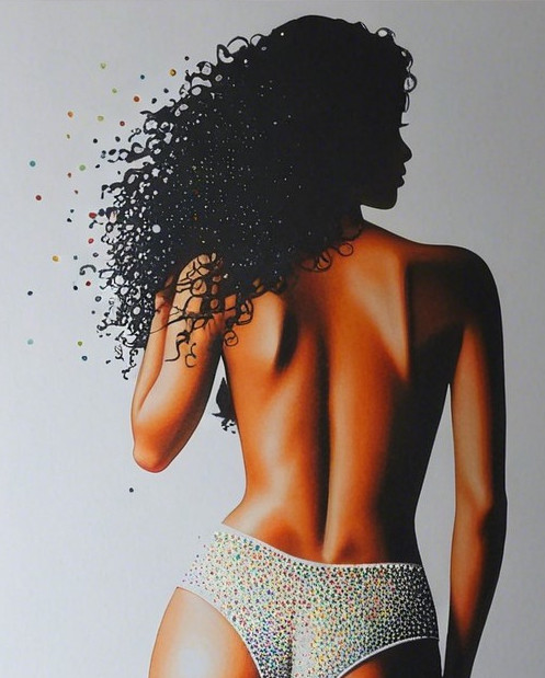 Silhouette of a Woman with Colorful Background Elements
