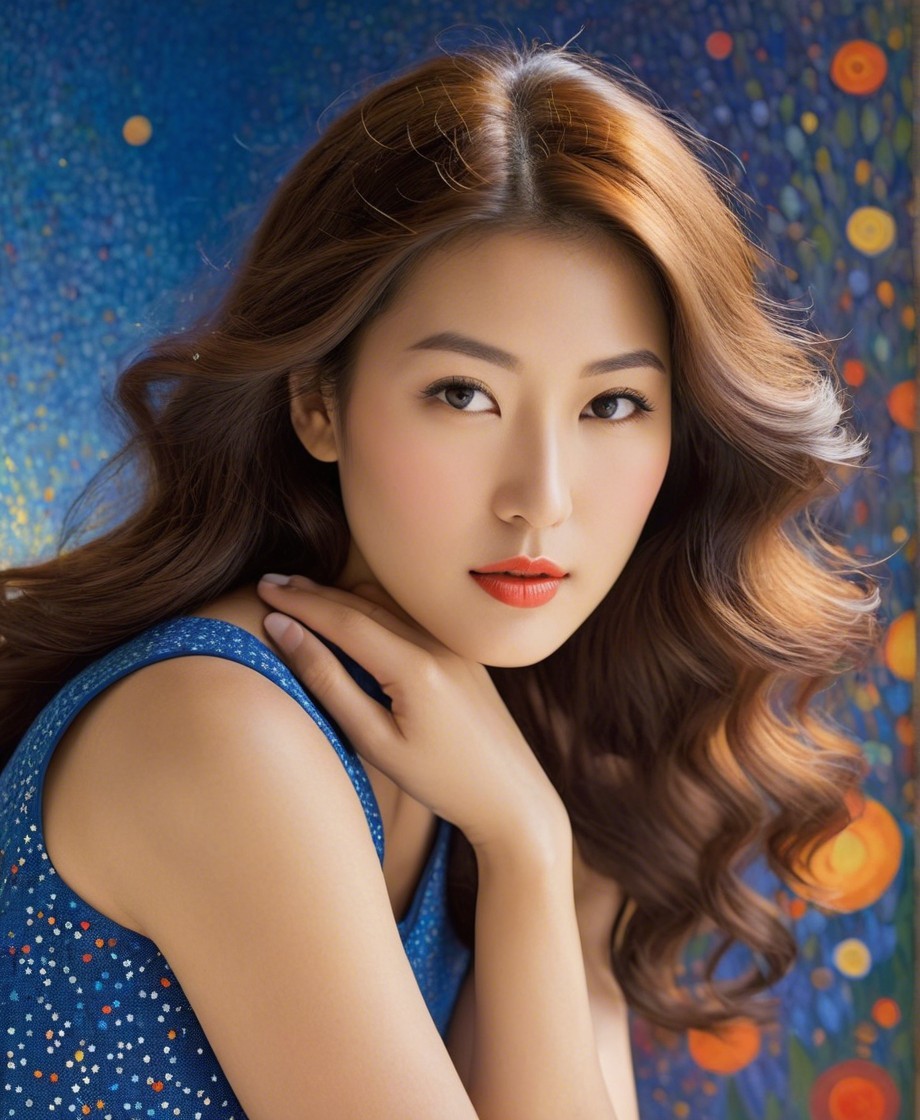 Portrait of a Young Woman in a Blue Dress