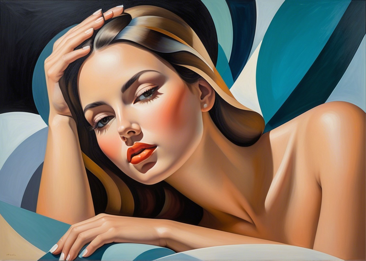 Portrait of a woman with glowing skin and bold features