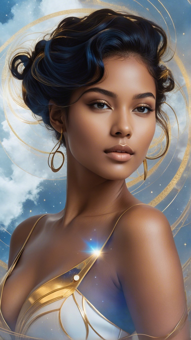 Portrait of a Woman in Futuristic Outfit with Light Effects