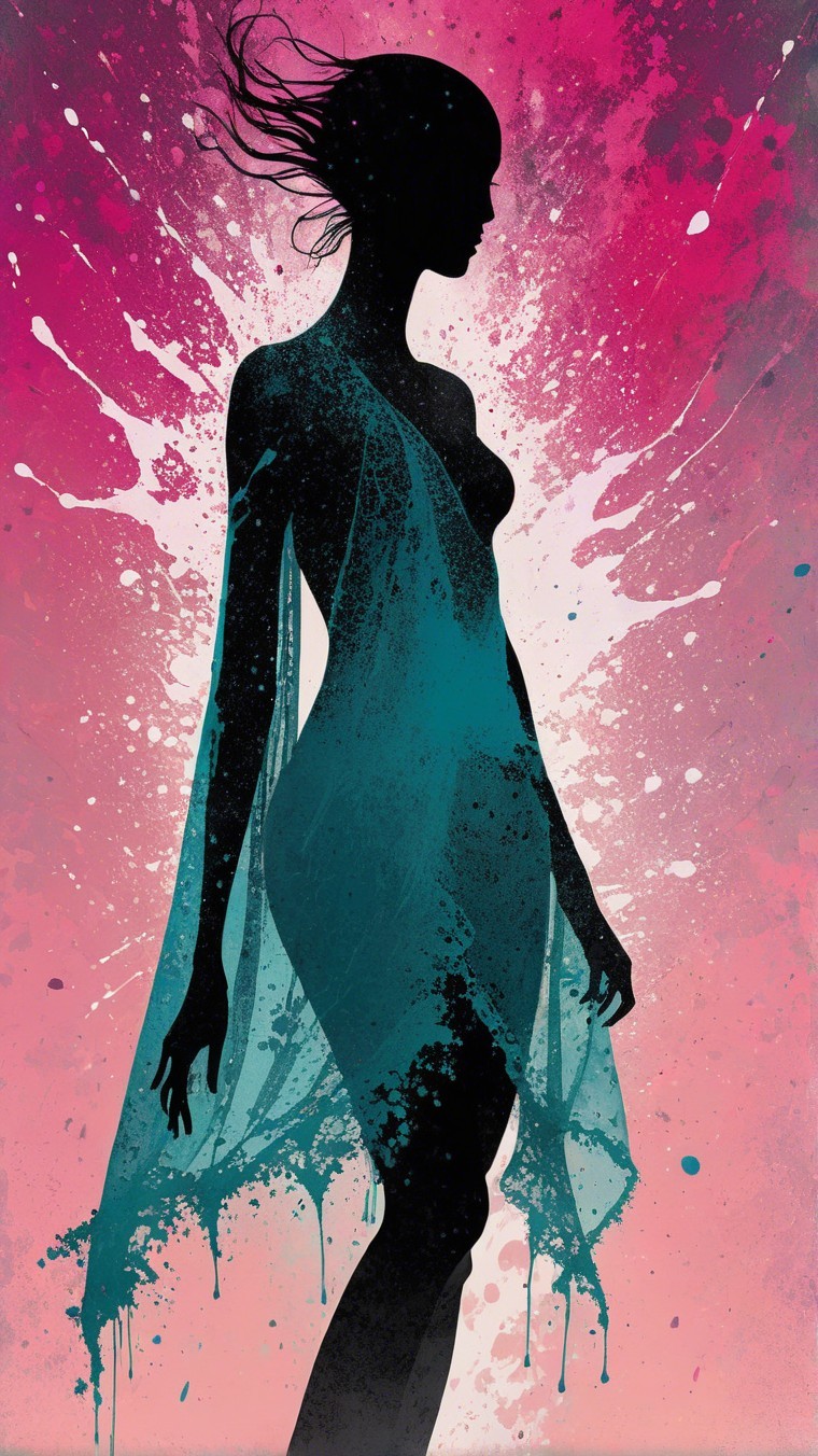 Silhouette of Woman with Colorful Background Art