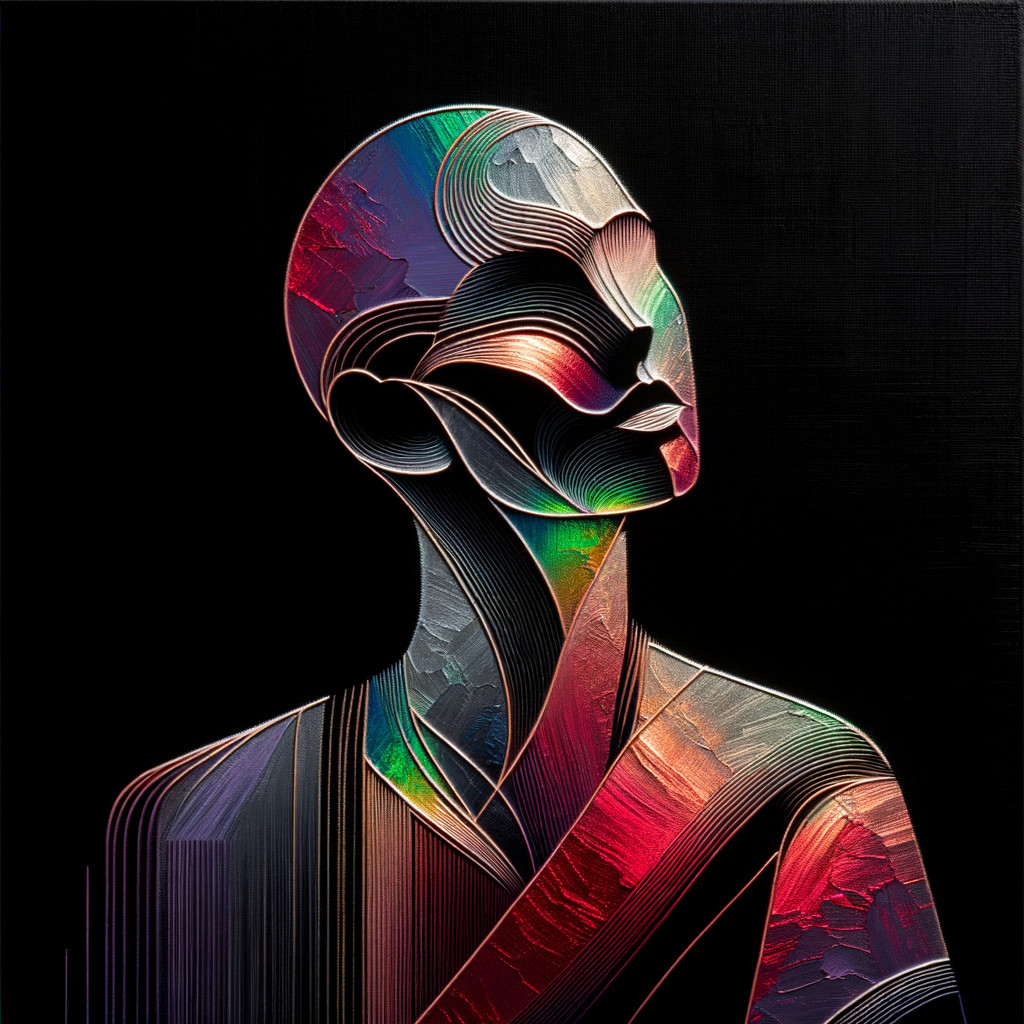 Abstract Figure with Flowing Lines and Vibrant Colors