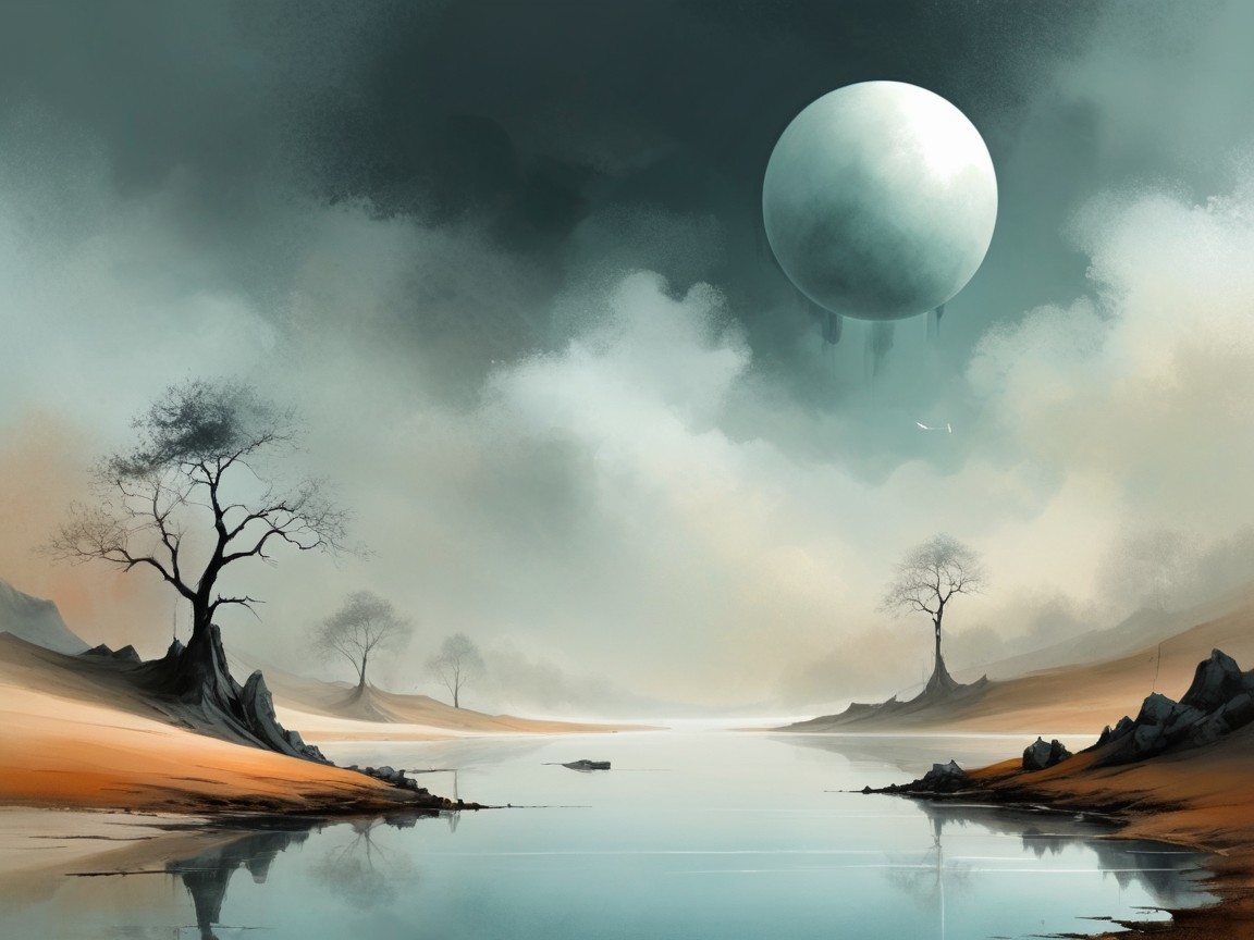 Serene Landscape with Reflective Water and Moonlight