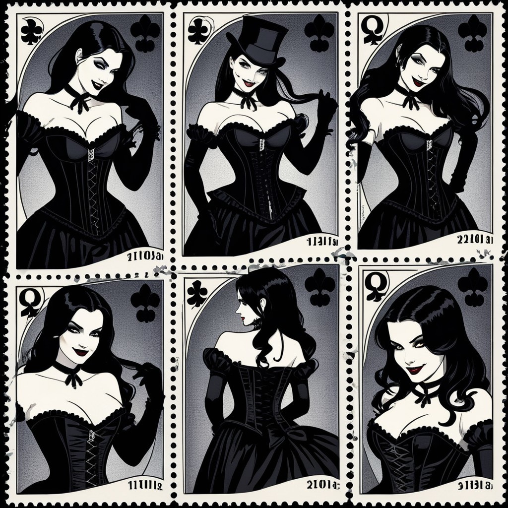 Stylized Gothic Queens on Playing Cards Collection