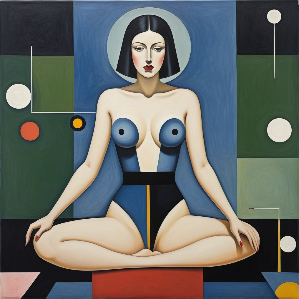 Stylized Female Figure in Meditative Pose Artwork