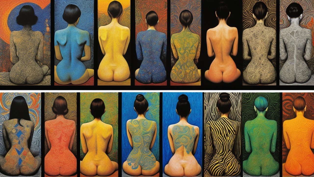 Artistic Representations of Colorful Female Figures