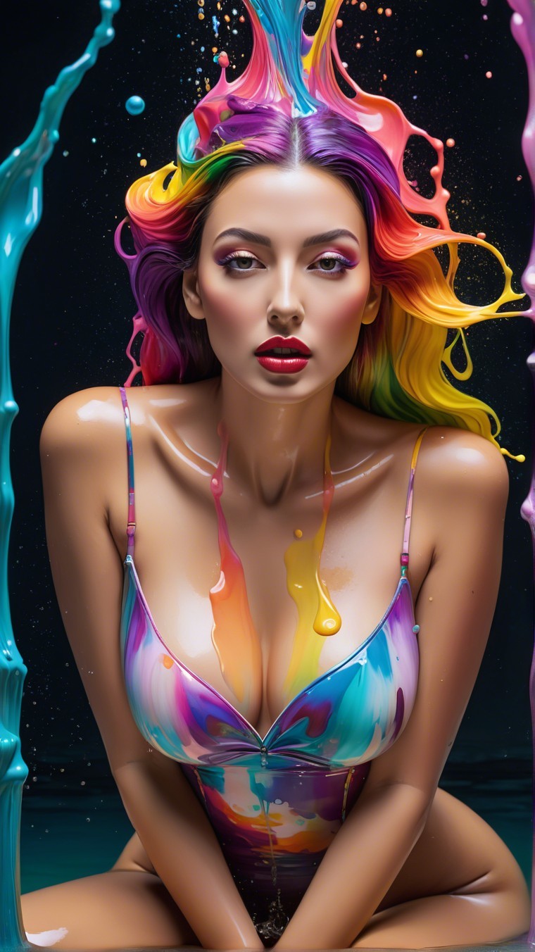 Vibrant Artistic Portrait of a Colorful Woman