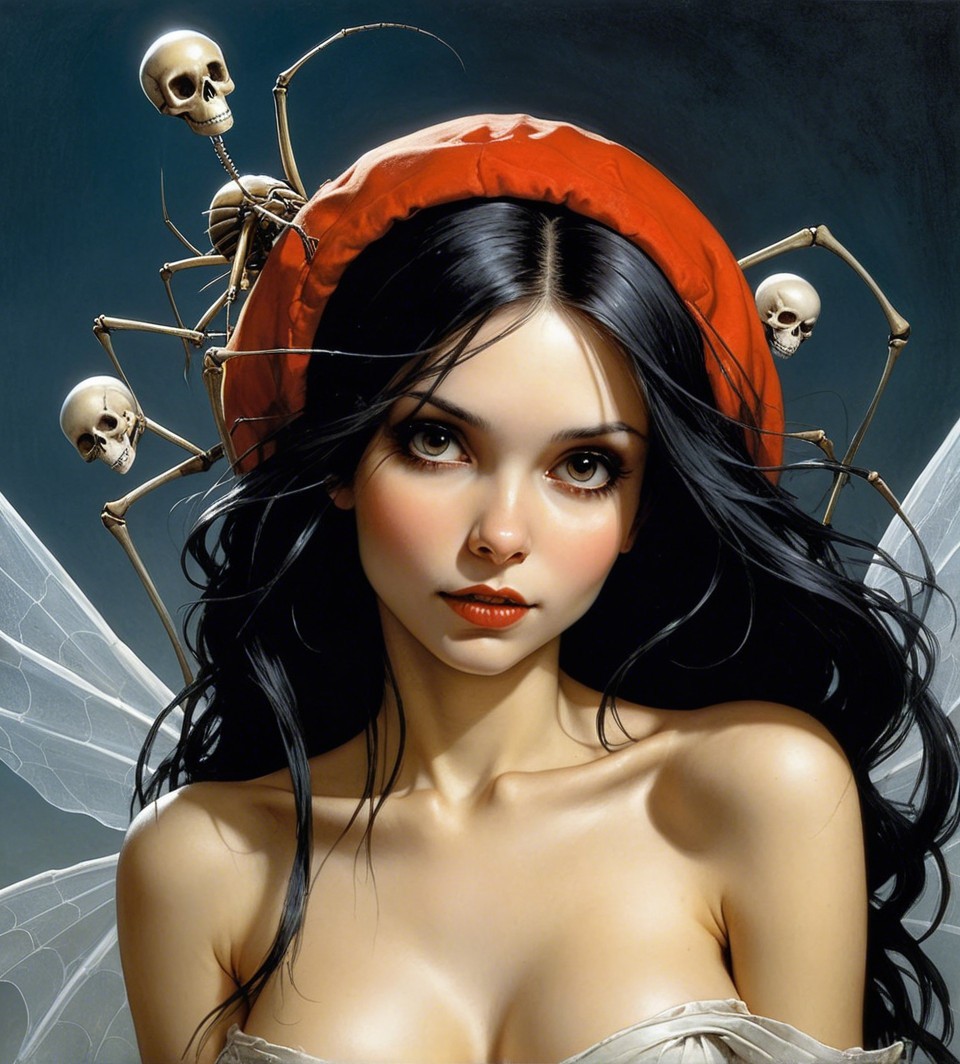 Mystical Figure with Ethereal Beauty and Dark Elements