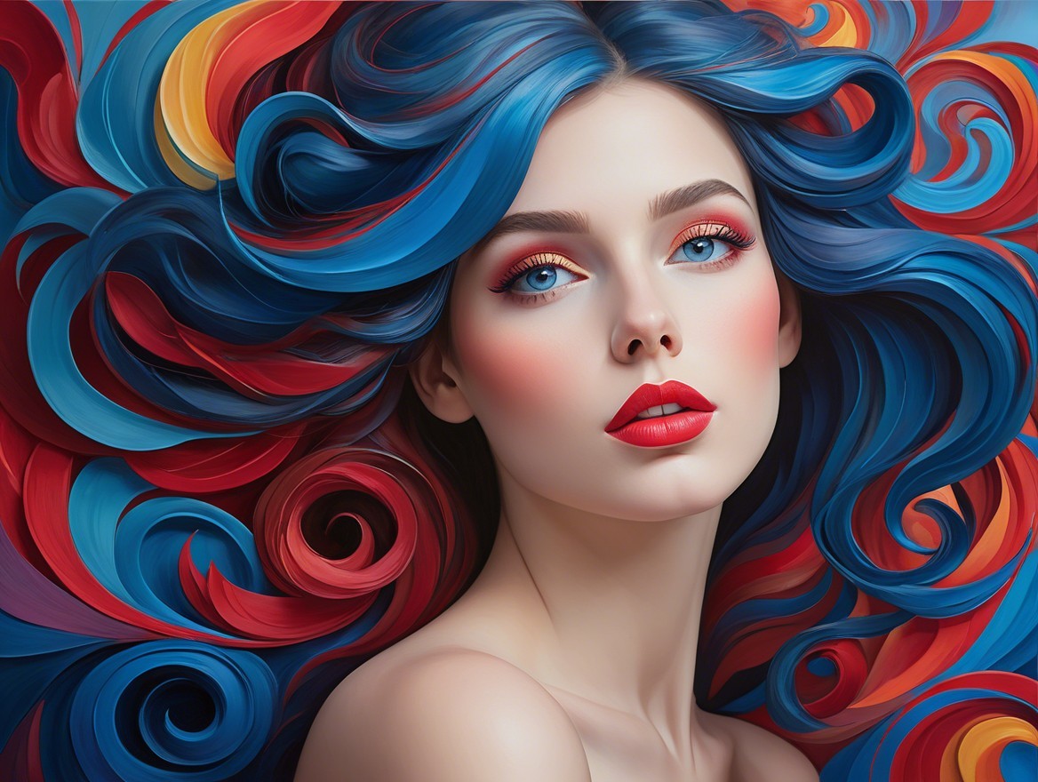 Portrait of a Woman with Colorful Hair and Expression