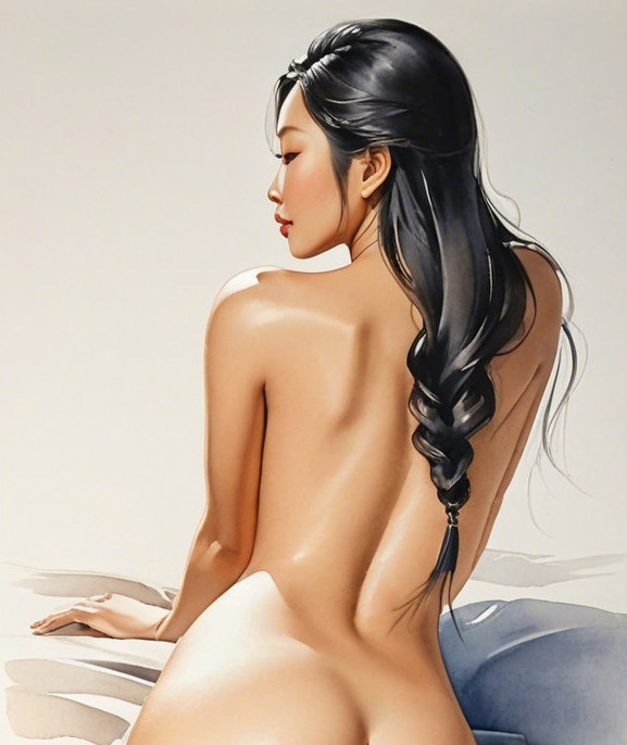 Artistic depiction of a woman with braided hair