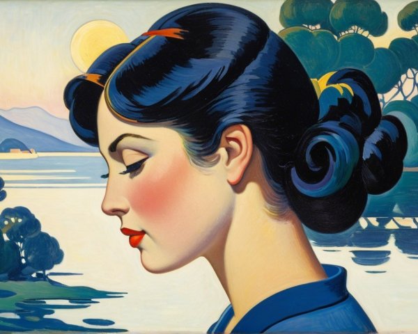 Serene Profile Portrait of a Woman in Nature