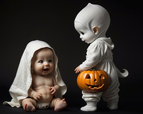 Babies in Ghost Costumes Celebrate Halloween Joyfully