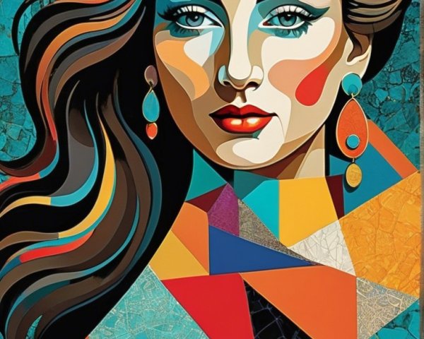 Vibrant Portrait of a Woman with Bold Colors and Makeup