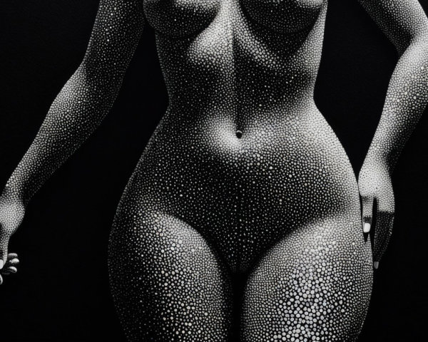 Macro Shot of Body Covered in Pearls on Black Background